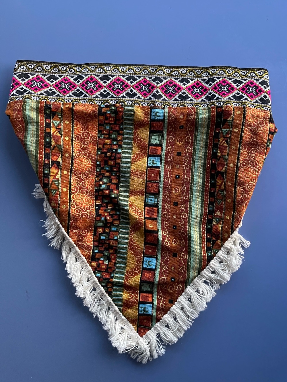 Boho Fringe Triangle Hair Scarf - Multicolor